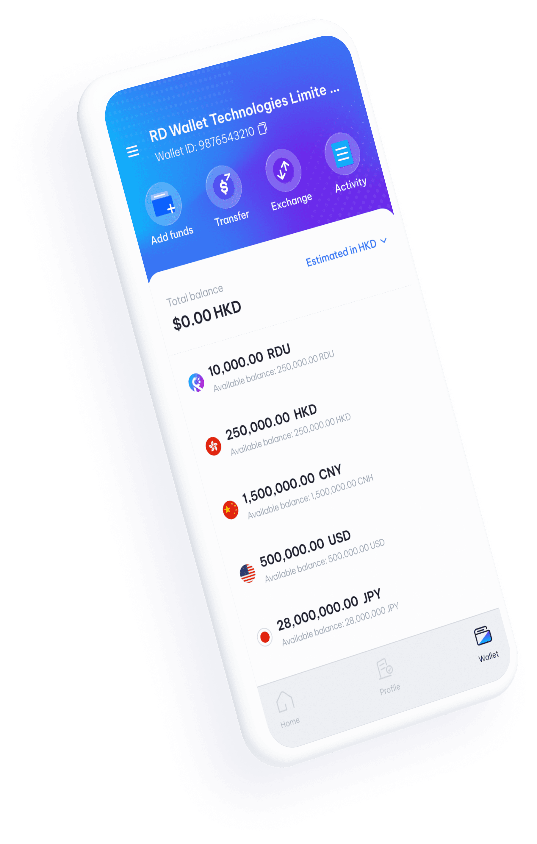 RD Wallet mobile app